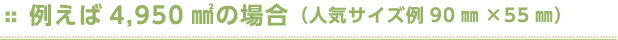 例えば4,950㎟の場合（人気サイズ例90㎜×55㎜）